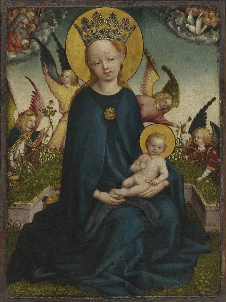 Marie avec l'Enfant Jésus à côté d'une jardinière - Stefan Lochner