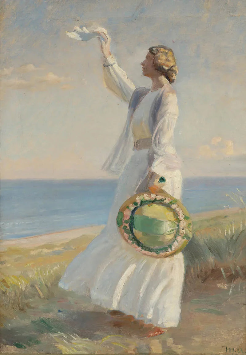 Marie Dinesen sur la plage. - Michael Peter Ancher