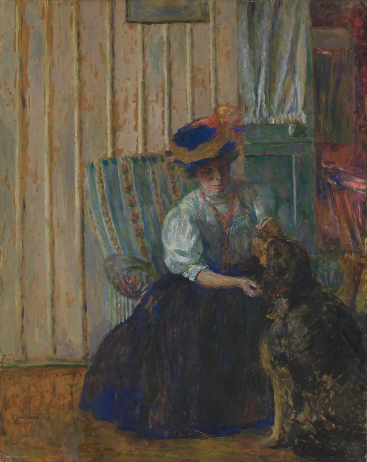 Marthe Bonnard au chien - Édouard Vuillard image 1 copie de tableau peinte à la main
