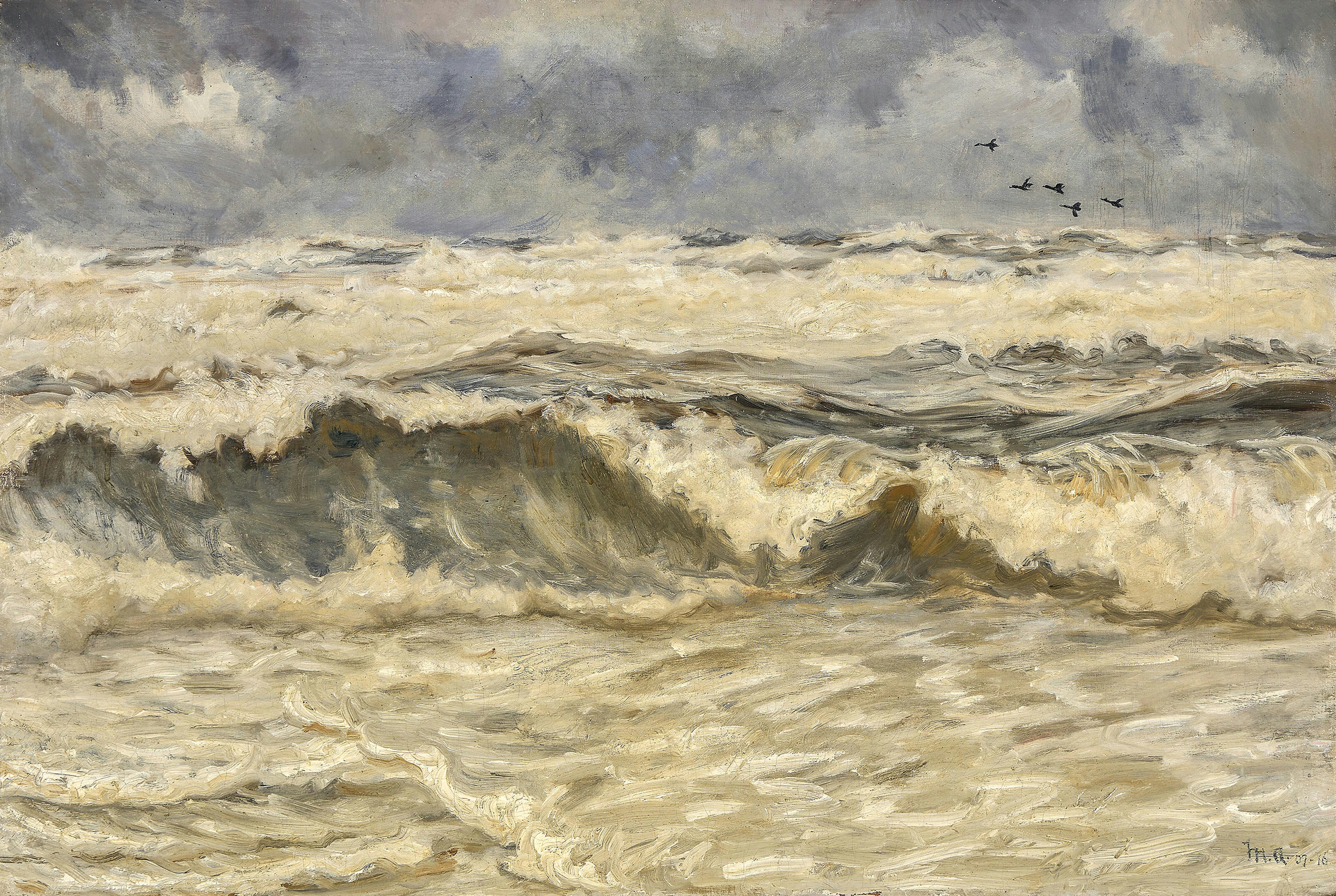Mer agitée. - Michael Peter Ancher image 1 reproduction réalisée par Alpha Reproduction