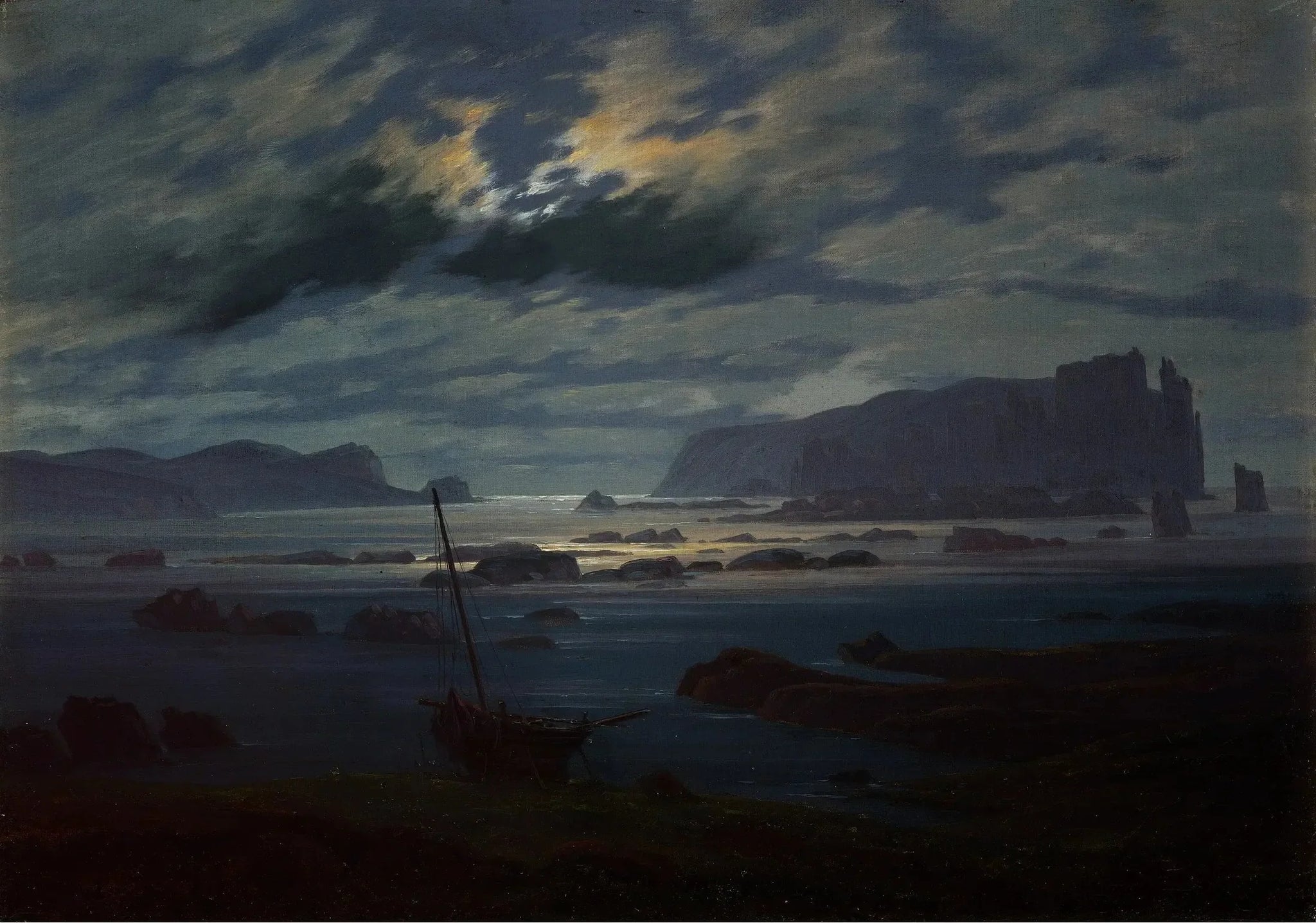 Mer du Nord au clair de lune - Caspar David Friedrich image 1 copie de tableau peinte à la main