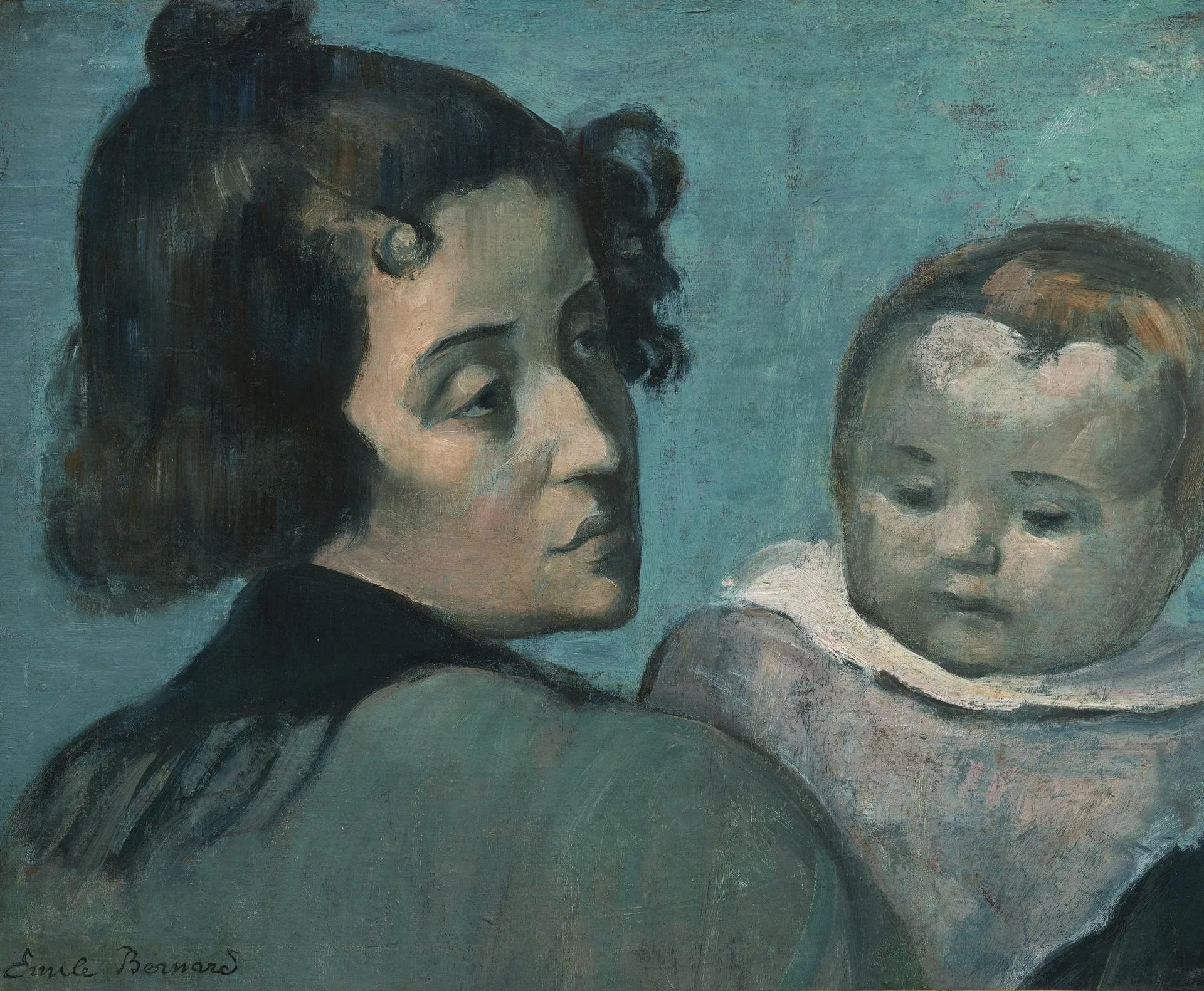 Mère et enfant - Émile Bernard image 1 reproduction de peinture à l’huile