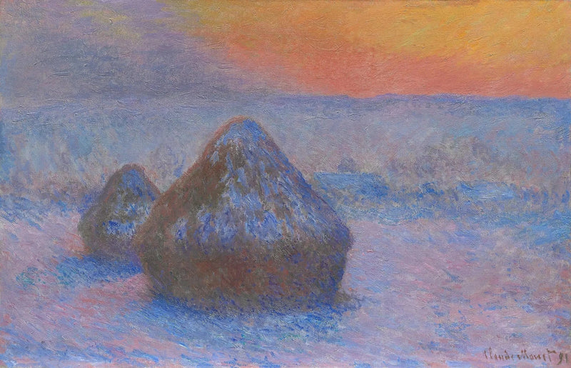 Meules, coucher de soleil, effet de neige W1278 – Claude Monet