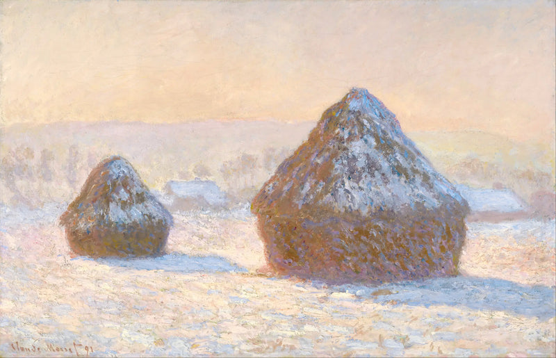 Meules, effet de neige, le matin - Claude Monet