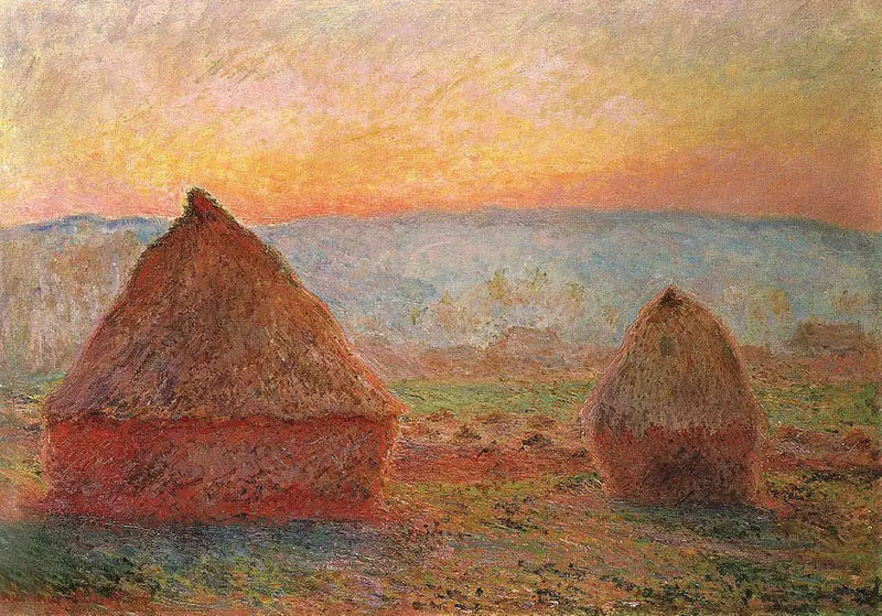Les Meules à Giverny, soleil couchant W1213 – Claude Monet