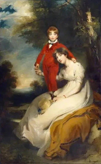 Mme Charles Thellusson, née Sabine Robarts (1775-1814), et son fils, Charles Thellusson (1797-1856) - Thomas Lawrence image 1 copie de tableau peinte à la main