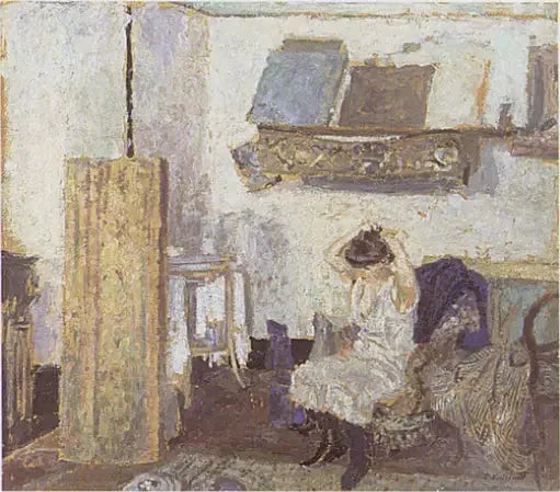 Modèle assis dans un fauteuil, se coiffant - Édouard Vuillard