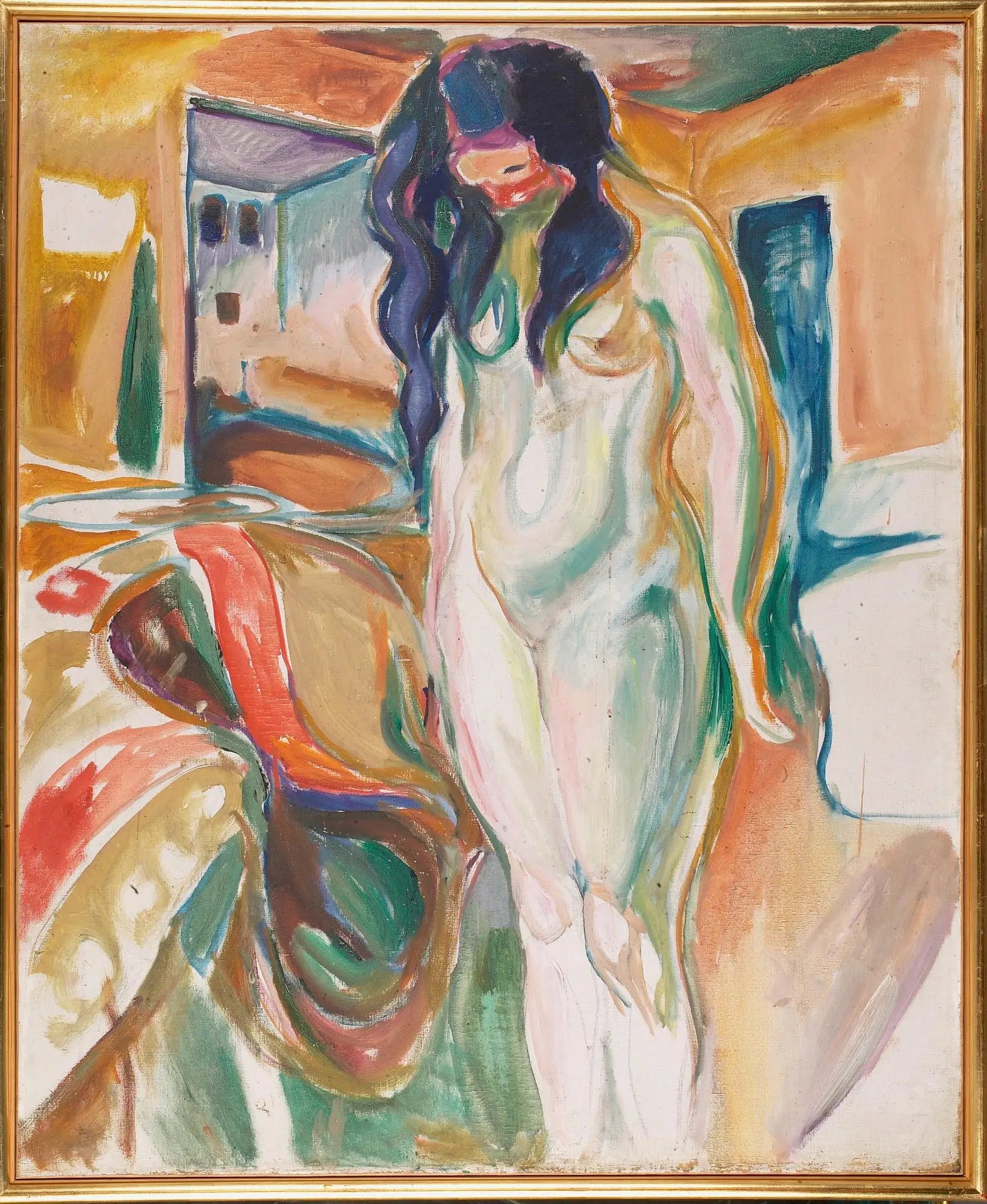 Modèle près de la chaise en osier - Edvard Munch image 1 copie de tableau peinte à la main