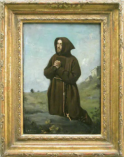 Moine brun en prière, à genoux - Jean-Baptiste Camille Corot