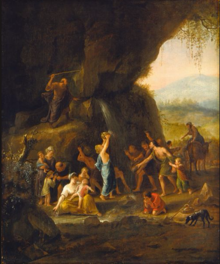 Moïse faisant jaillir l'eau du rocher - Jan Steen image 1 reproduction artisanale de tableau