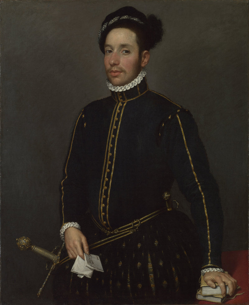 Monsieur gaucher avec deux in-quartos et une lettre - Giovanni Battista Moroni