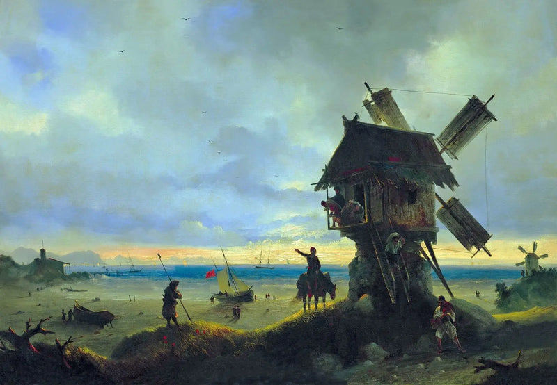 Moulin à vent au bord de la mer - Ivan Aïvazovski
