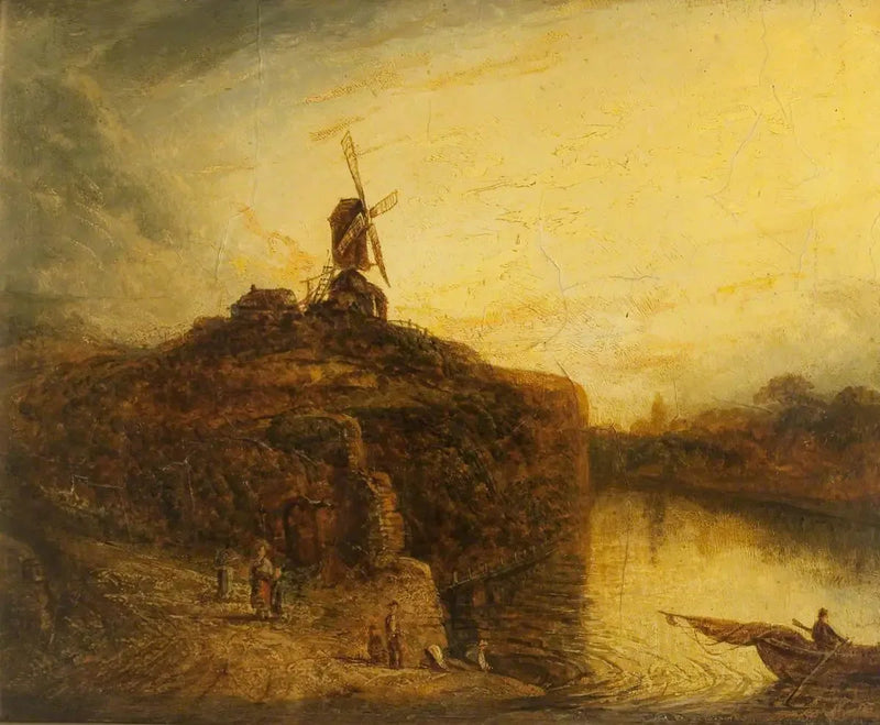 Moulin à vent au-dessus d'une rivière - Rembrandt