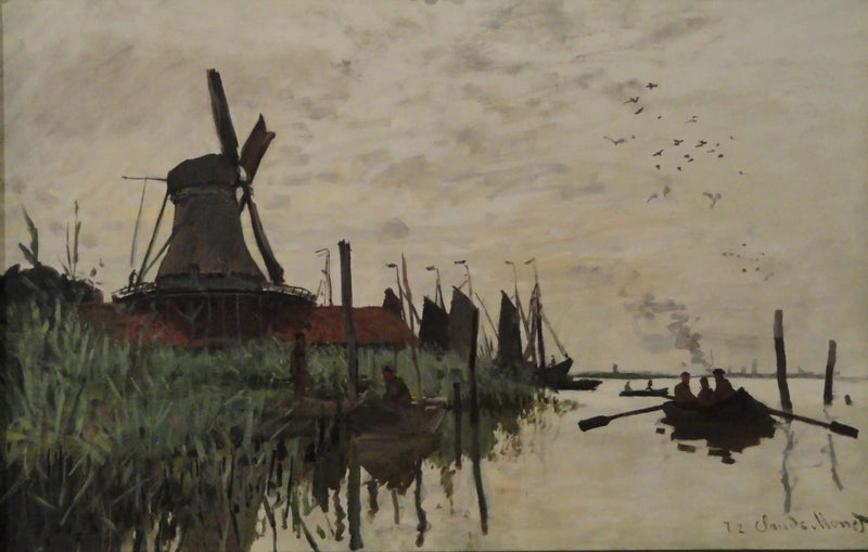 Moulin à vent et bateaux près de Zaandam - Claude Monet