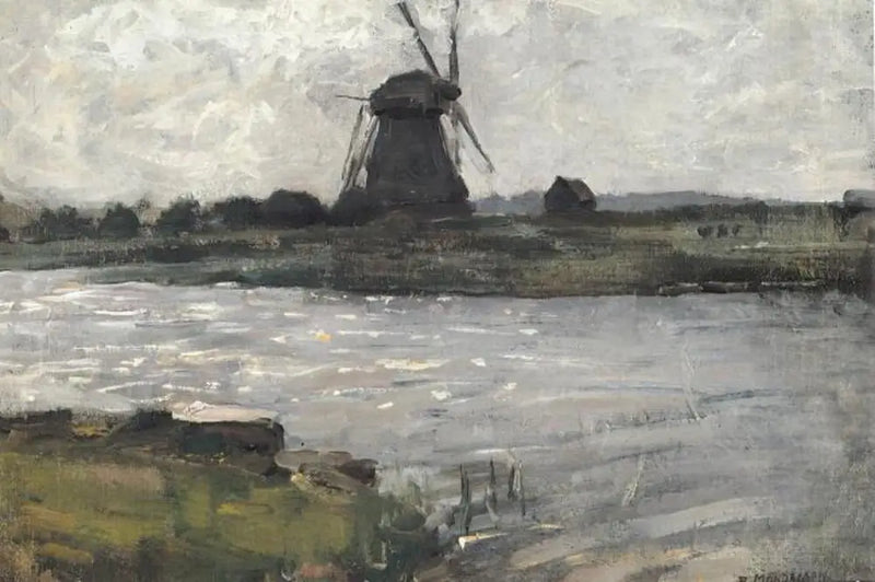 Moulin d'Oostzijdse vu du quai de la ferme de Landzicht - Piet Mondrian