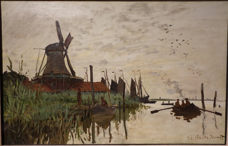 Moulin à vent et bateaux près de Zaandam W177 – Claude Monet