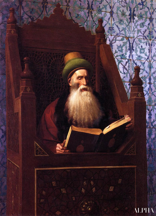 Mufti lisant dans son tabouret de prière - Jean-Léon Gérôme - Reproductions de tableaux et peintures haut de gamme