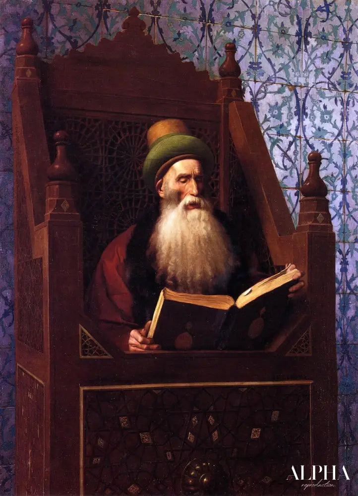 Mufti lisant dans son tabouret de prière - Jean-Léon Gérôme - Reproductions de tableaux et peintures haut de gamme