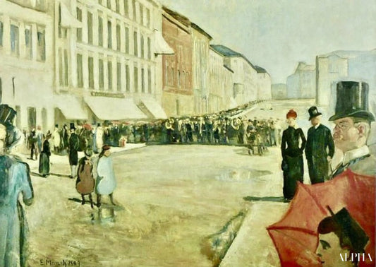 Musique militaire dans la rue Karl - Johann - Edvard Munch - Reproductions de tableaux et peintures haut de gamme