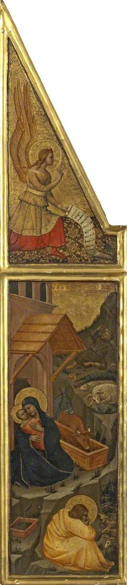 Nativité avec l'ange de l'Annonciation (triptyque, volet gauche) - Nardo di Cione