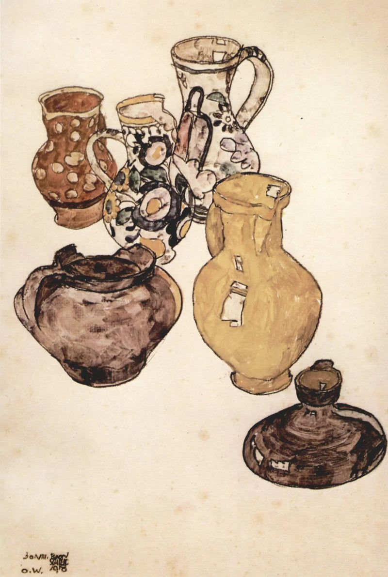 Nature morte à la vaisselle - Egon Schiele