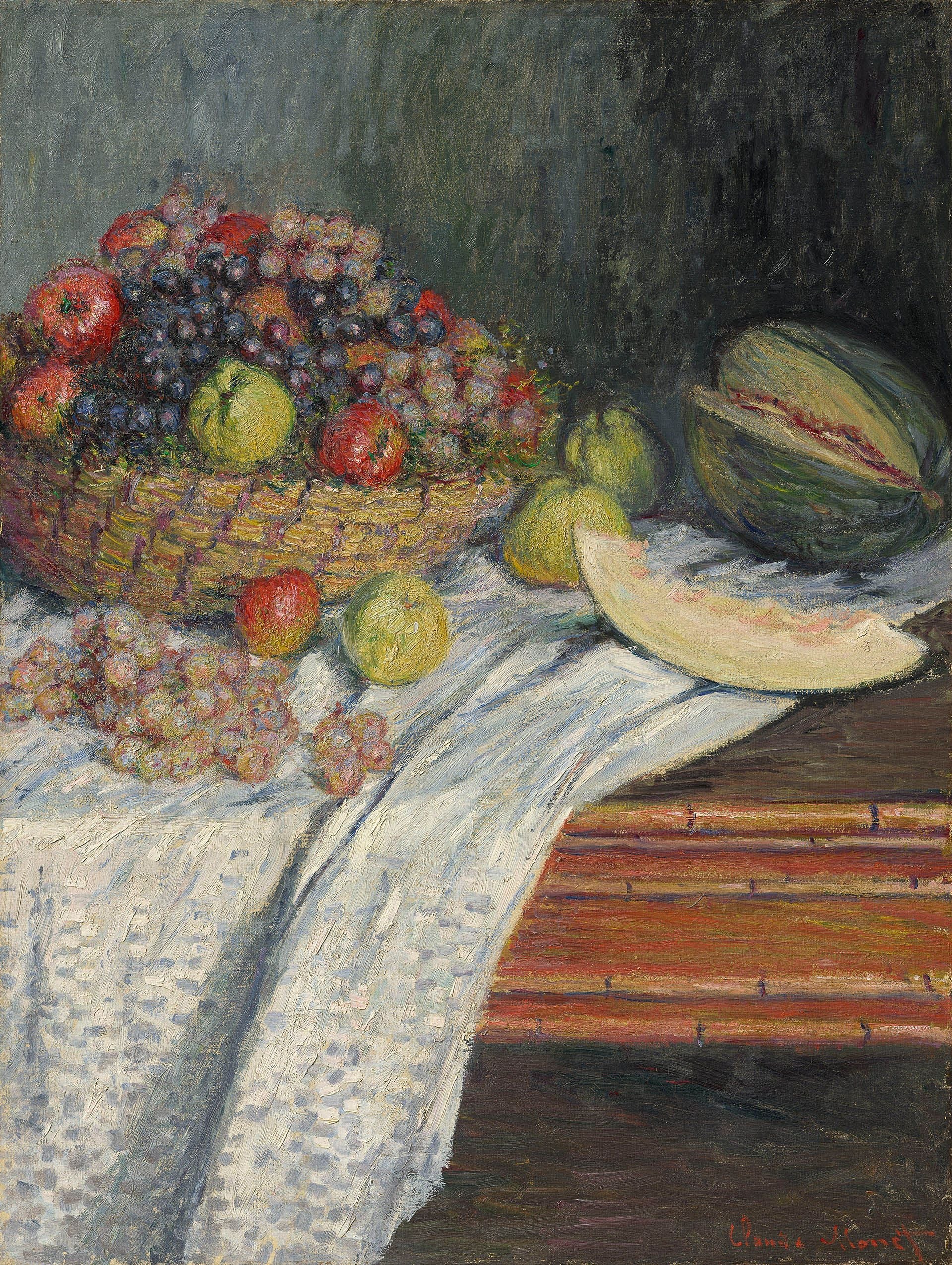 Reproduction du tableau « Nature morte au melon d'Espagne - Claude Monet » par Alpha Reproduction en peinture à l’huile