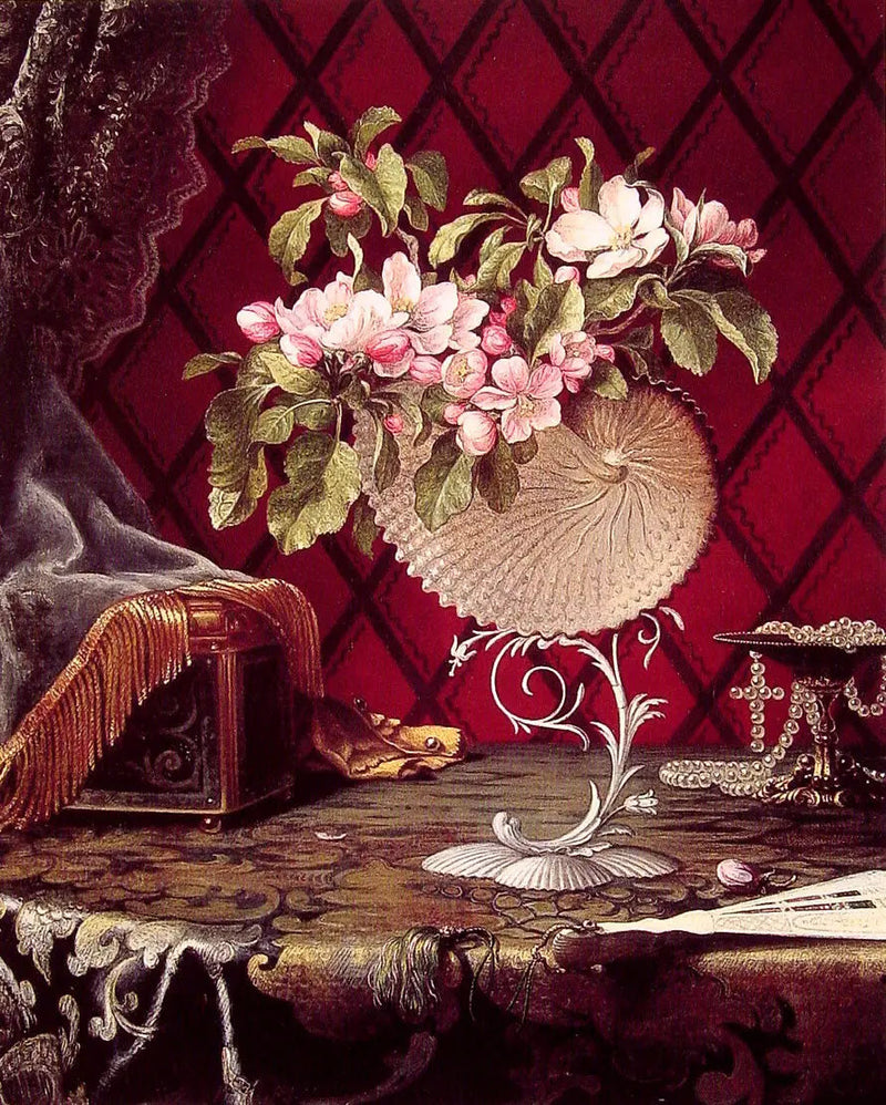 Nature morte aux fleurs de pommier dans une coquille de nautile - Martin Johnson Heade