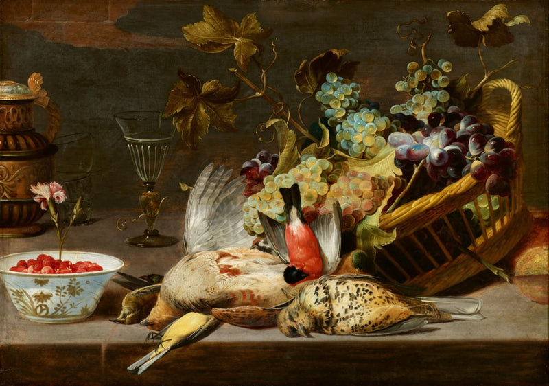 Nature morte aux oiseaux et au panier de raisins - Frans Snyders