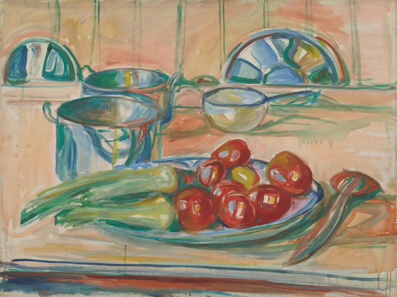 Nature morte aux tomates, poireaux et cocottes - Edvard Munch