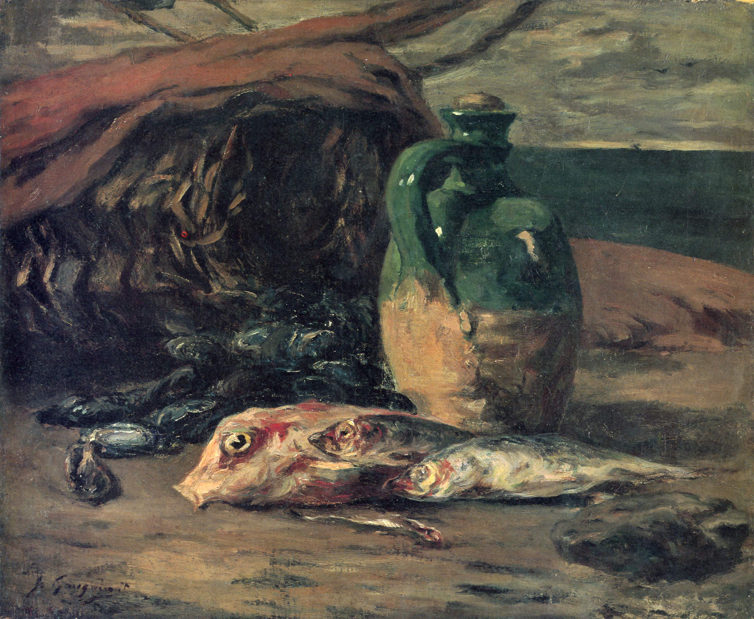 Reproduction du tableau « Nature morte avec cruche et rougets - Paul Gauguin » par Alpha Reproduction en peinture à l’huile