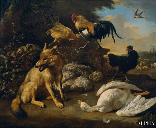 Nature morte avec des animaux - Melchior d'Hondecoeter - Reproductions de tableaux et peintures haut de gamme