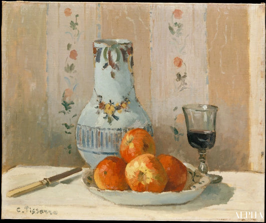 Nature morte avec pommes et pichet - Camille Pissarro - Reproductions de tableaux et peintures haut de gamme