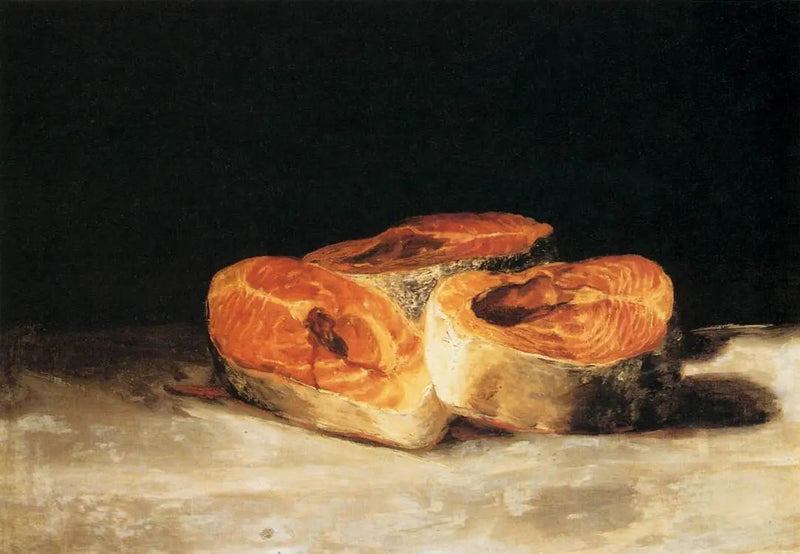 Nature morte avec trois tranches de saumon - Francisco de Goya