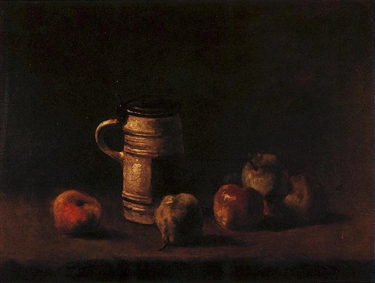 Nature morte avec chope et fruits – attribution retirée