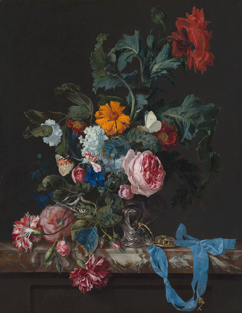 Nature morte florale à la montre – Willem van Aelst