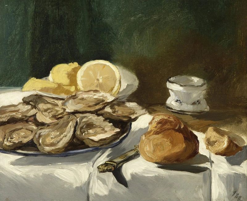 Nature morte, huîtres, citron, brioche - Édouard Manet