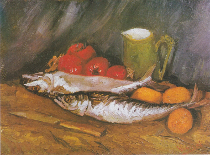 Nature morte aux maquereaux, citrons et tomates, F285 – attribution discutée