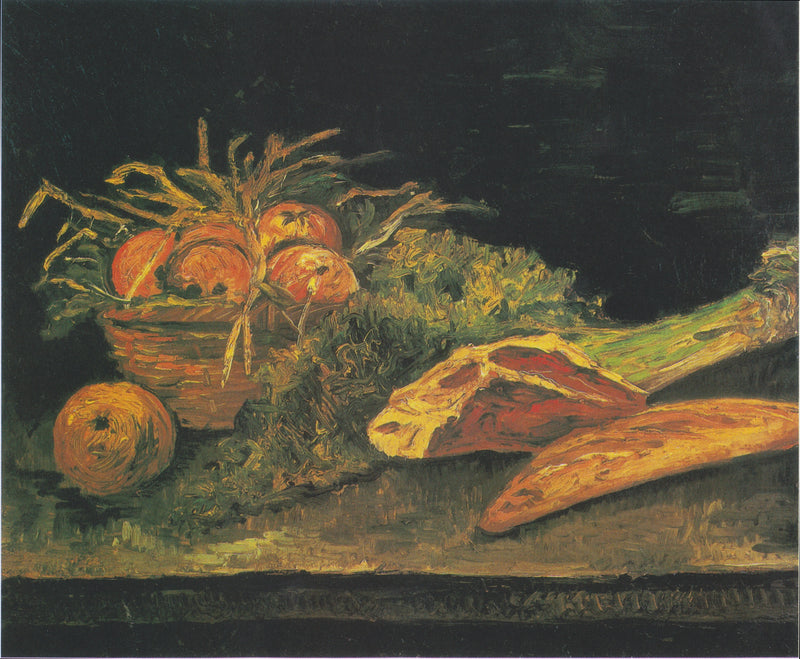 Nature morte au panier de pommes, viande et pains, F219 – Van Gogh