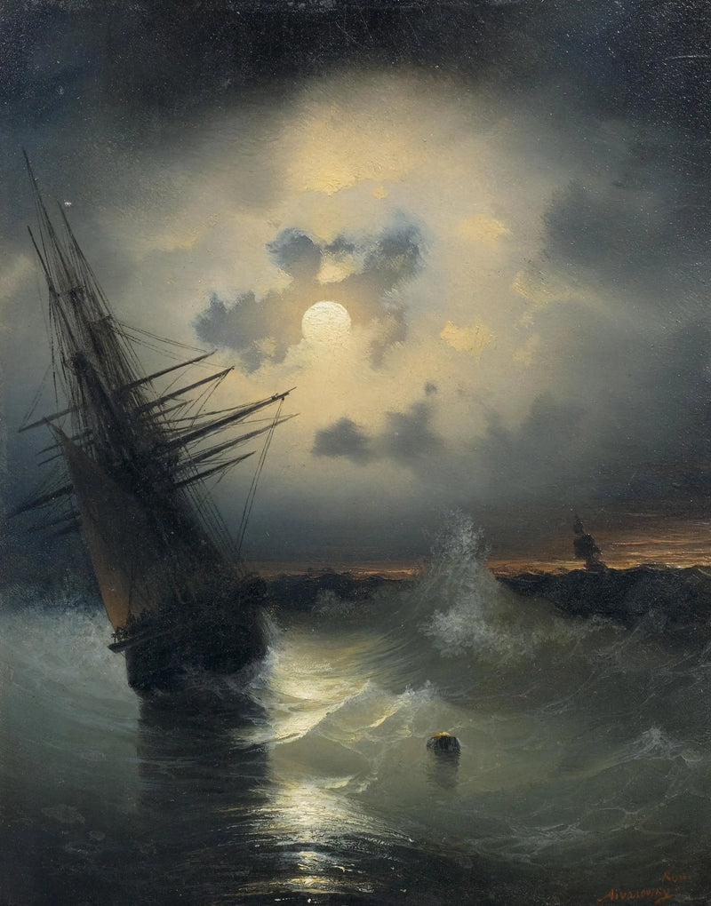 Navire à voile sur la mer au clair de lune. - Ivan Aïvazovski