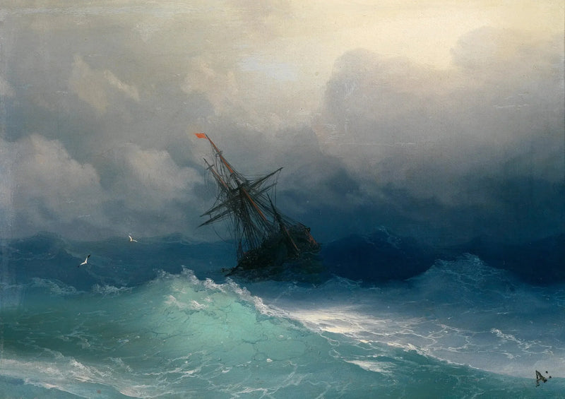 Navire sur une mer agitée - Ivan Aïvazovski