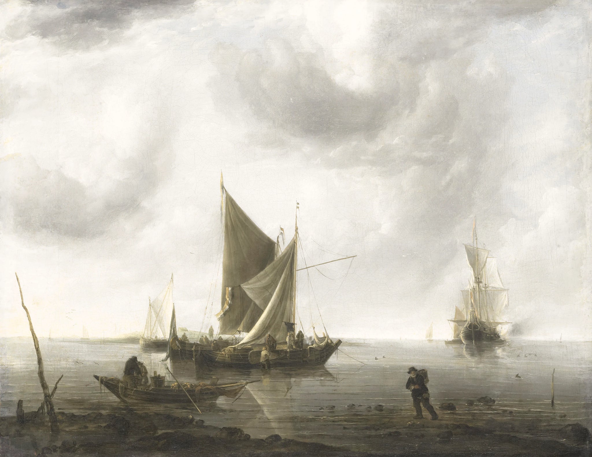 Navires au mouillage sur une mer calme - Jan van de Cappelle