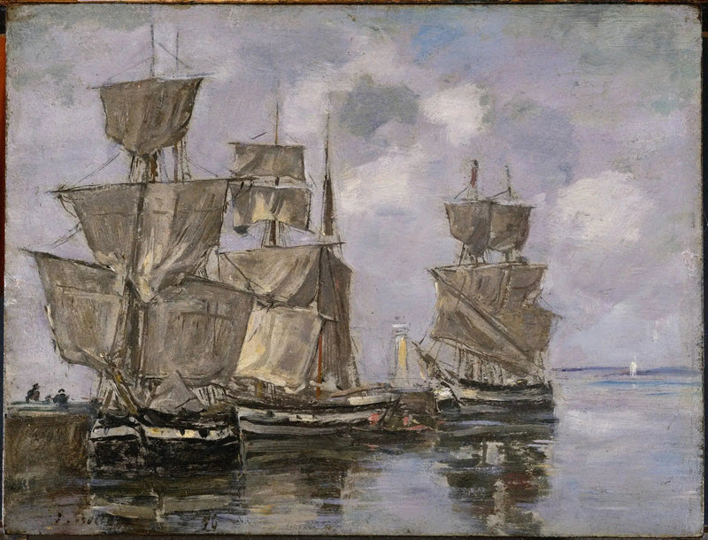 Navires dans le Port à Honfleur - Eugène Boudin