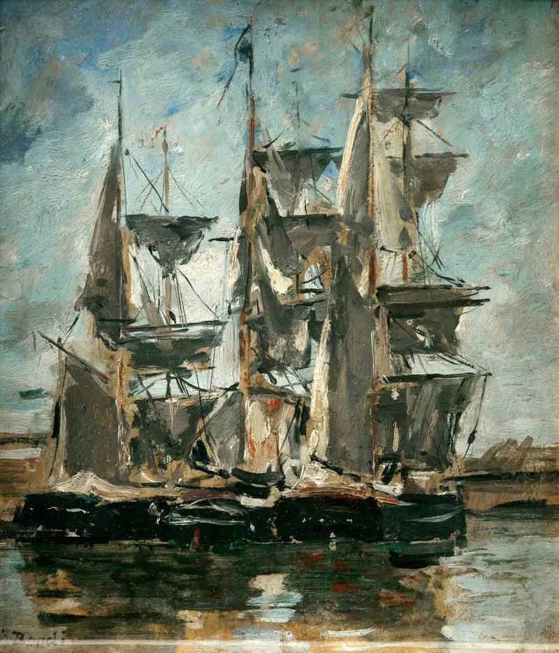 Navires dans un port - Eugène Boudin