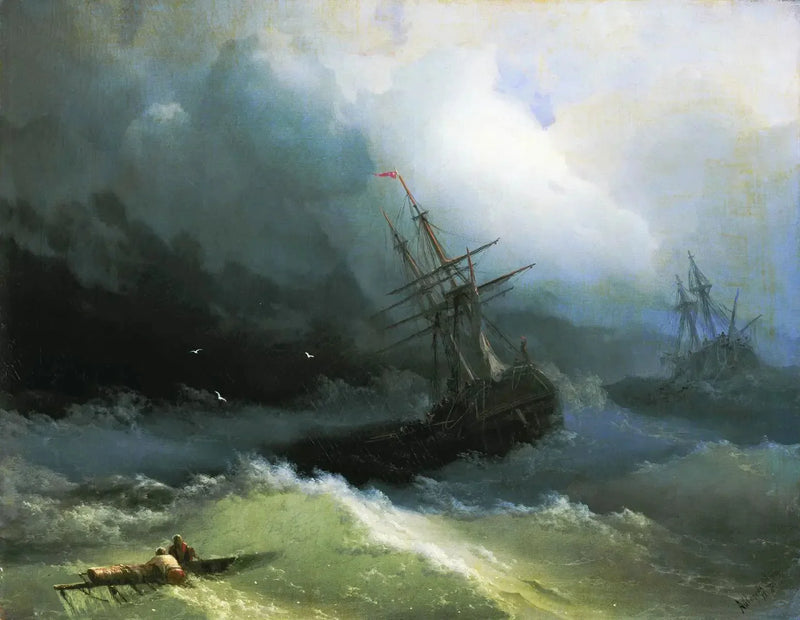 Navires sur la mer déchaînée - Ivan Aïvazovski