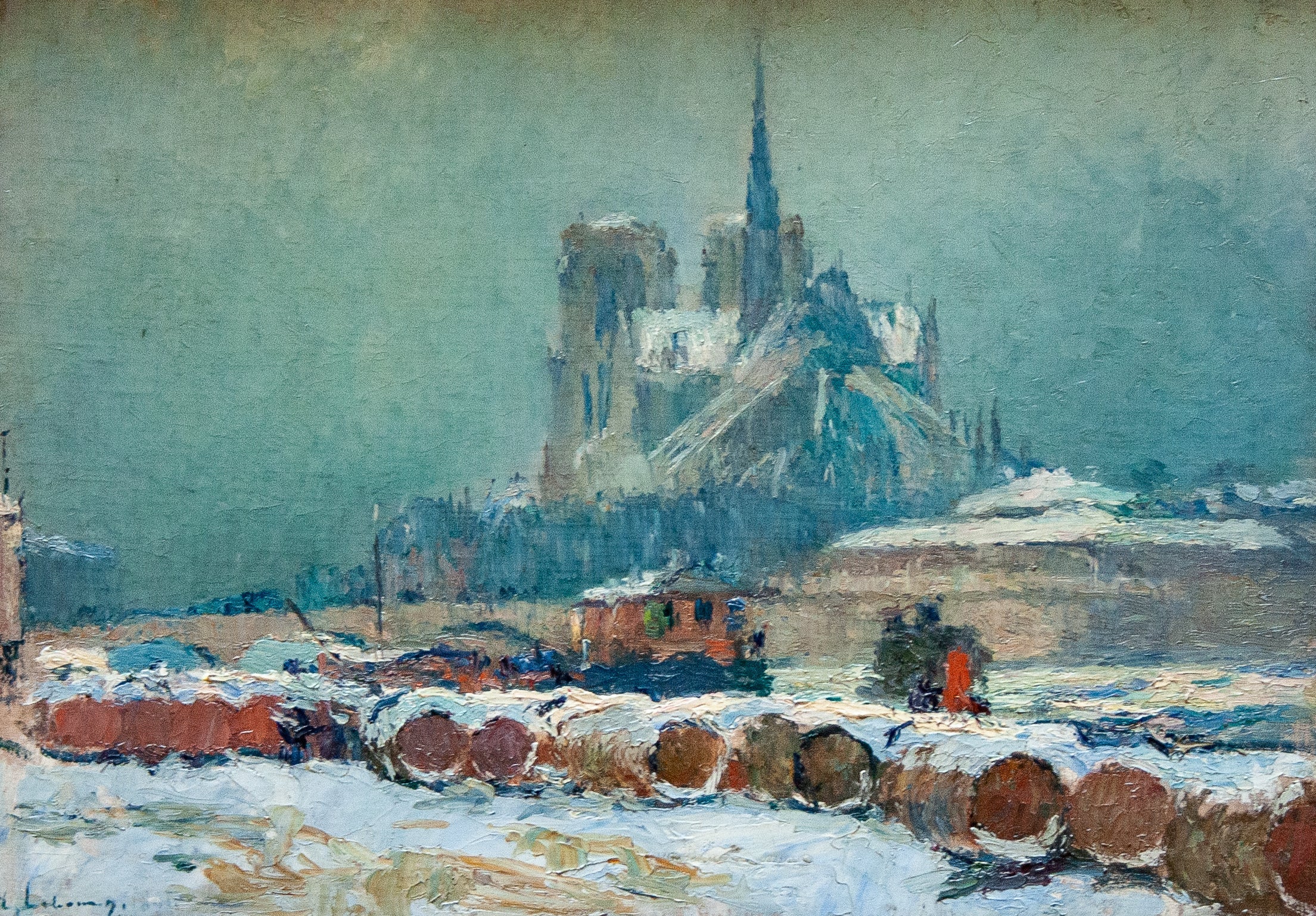 Notre-Dame de Paris par temps de neige - Albert Lebourg image 1 tableau peint à l’huile sur toile