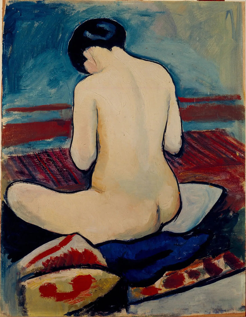 Nu assis avec un oreiller - August Macke