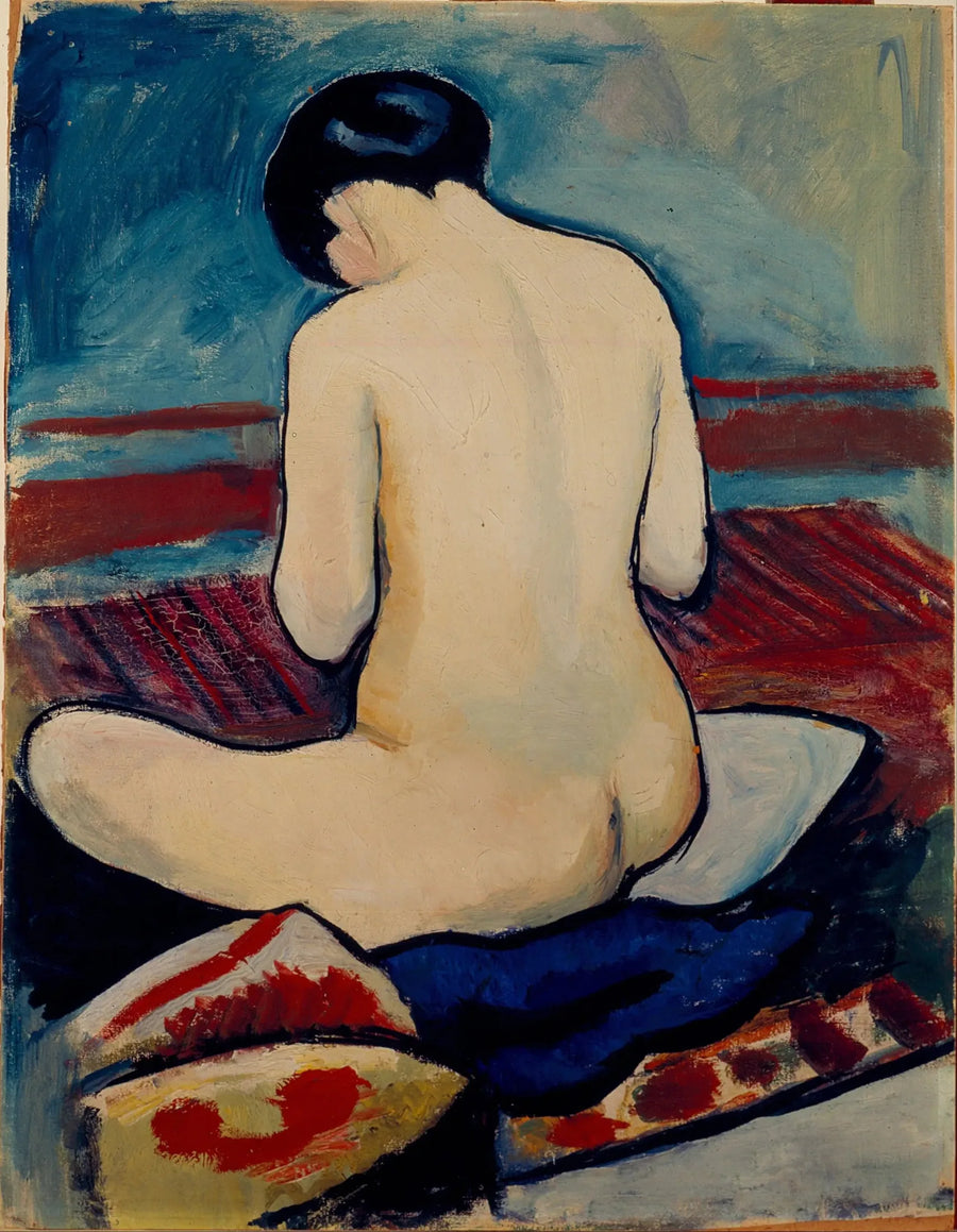 Nu assis avec un oreiller - August Macke