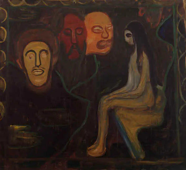 Nu assis et Trois Têtes masculines - Edvard Munch