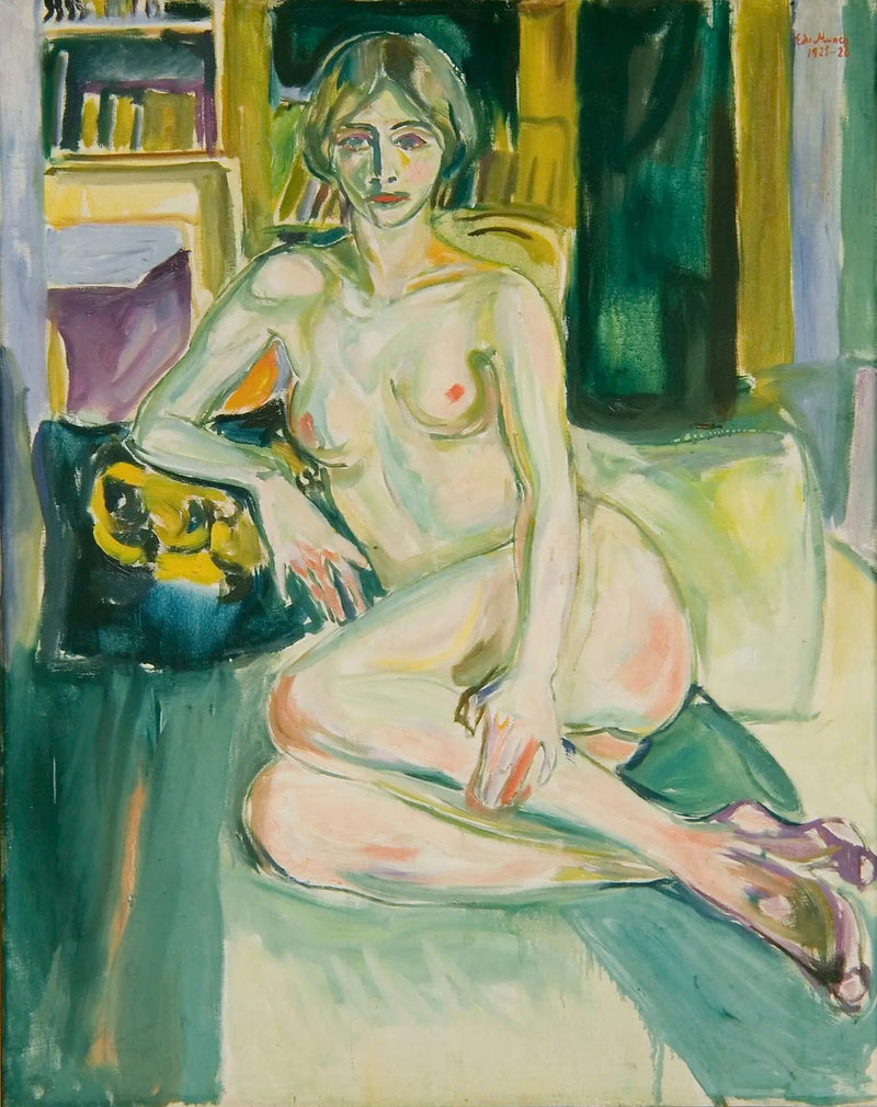 Nu, assis sur le canapé - Edvard Munch