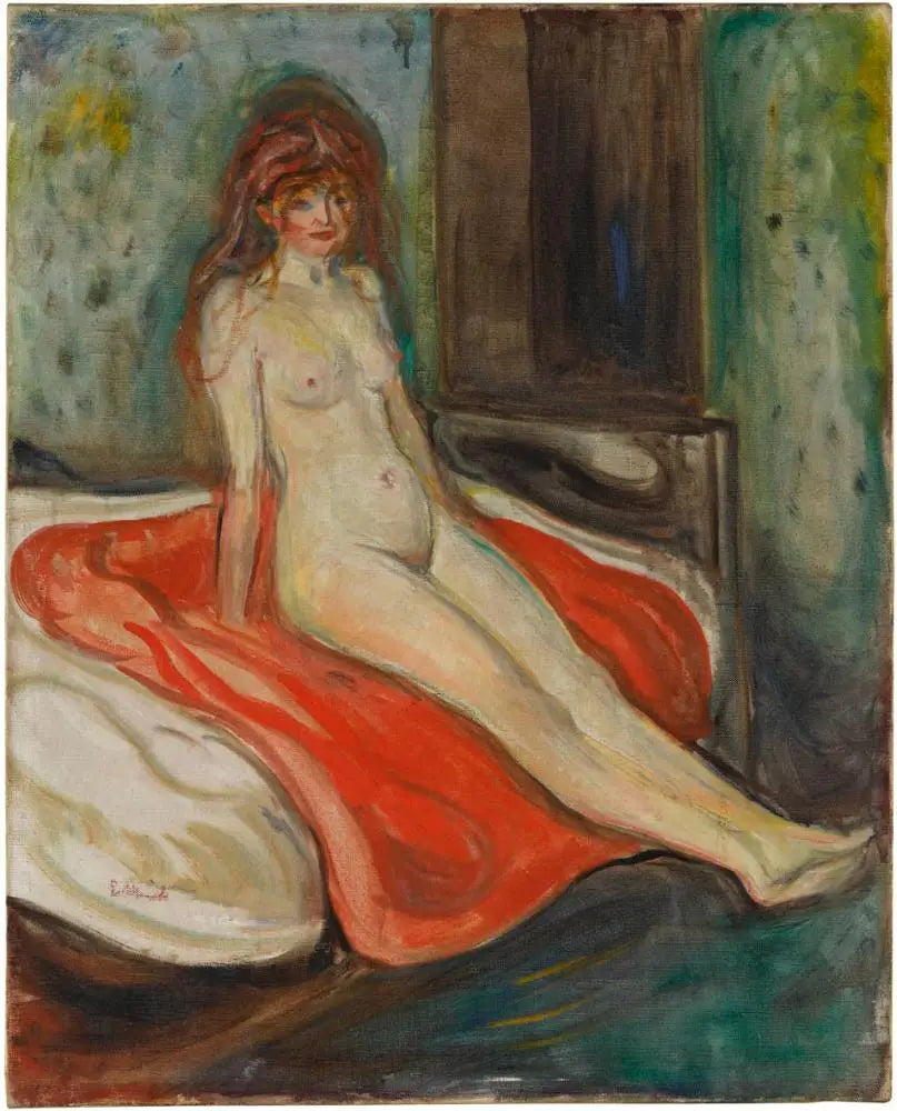 Reproduction du tableau « Nu assis sur le lit - Edvard Munch » par Alpha Reproduction en peinture à l’huile